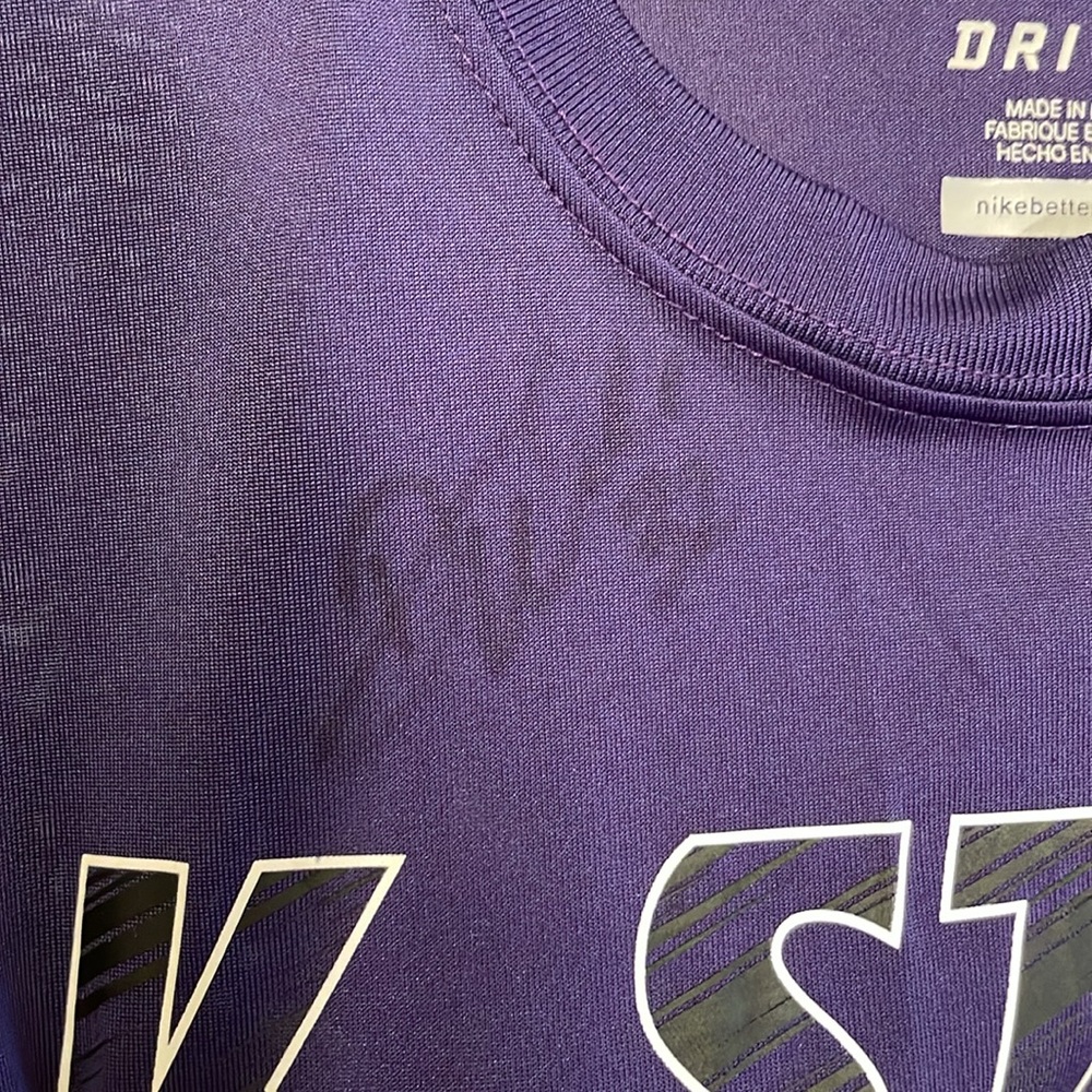 Autographed K-State Wildcats Youth Long-Sleeve Dri-Fit T-shirt by Dean Wade